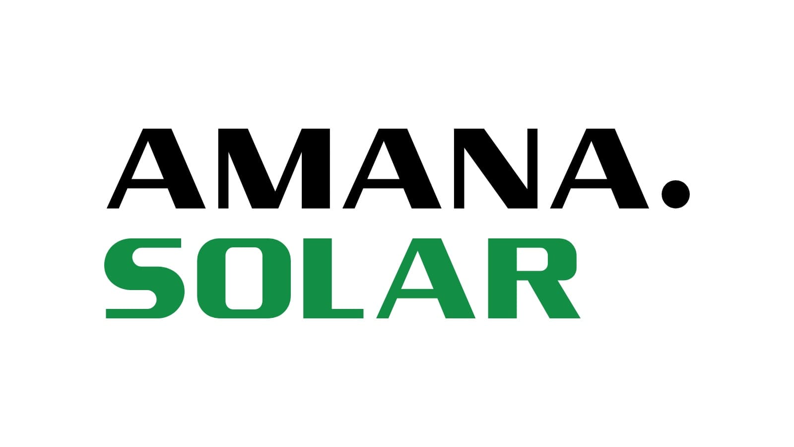 Official AMANA Solar logo in black and green on white, used for editorial identification
