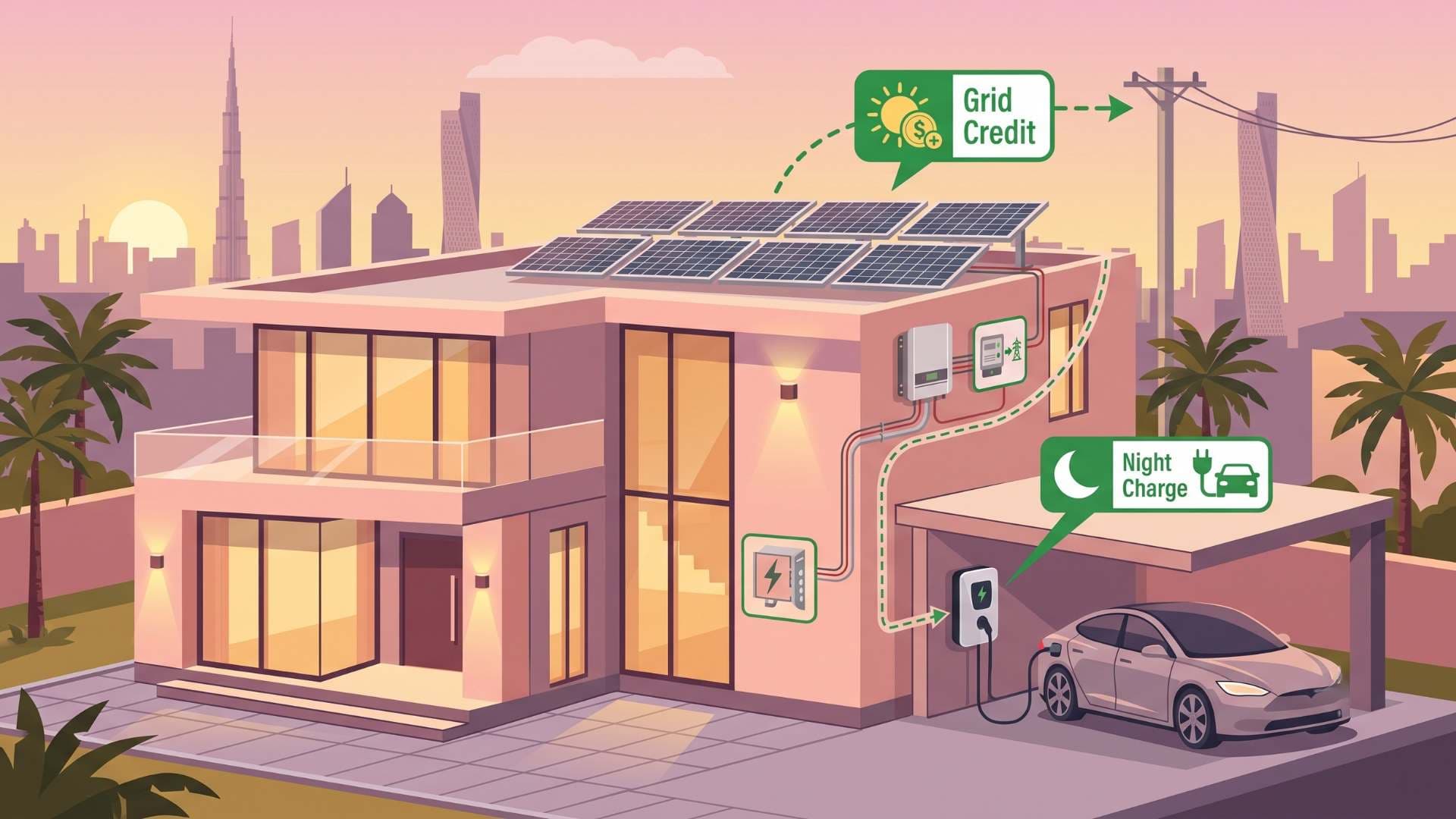 electric car with home solar in the UAE